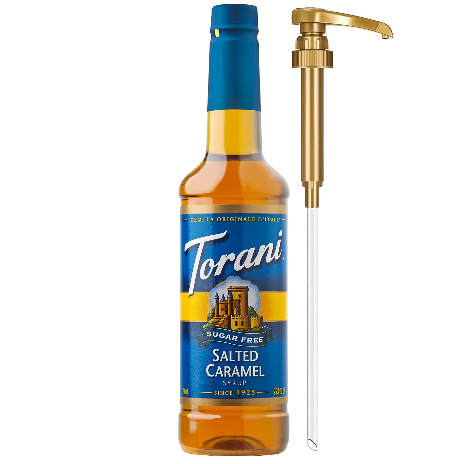 Torani Sugar Free Salted Caramel Syrup (Pump Included), 25.4 oz